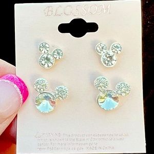 Mickey Mouse Rhinestone Earrings (set of 2)